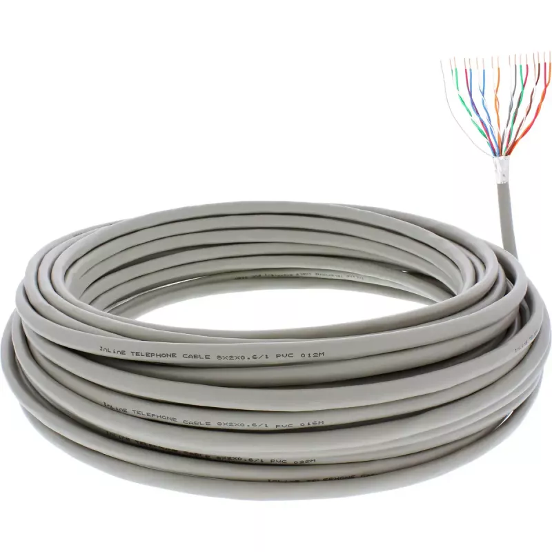 InLine telefoonkabel 16-aderig massief installatie 8x2x06mm afgeschermd 25 m