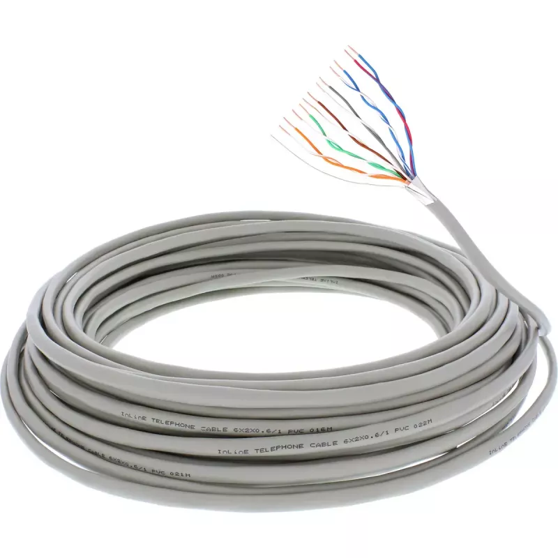 InLine telefoonkabel 12 aders massief installatie 6x2x0,6mm afgeschermd 25 m