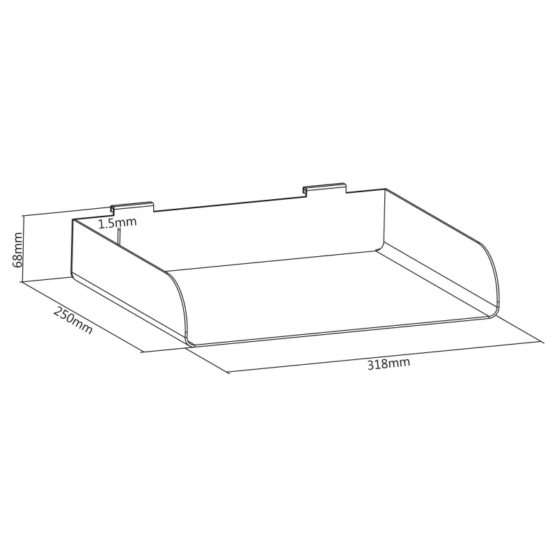 Modulair rek InLine Slatwall Shelf large wit staal 318 mm 250 mm 68 mm