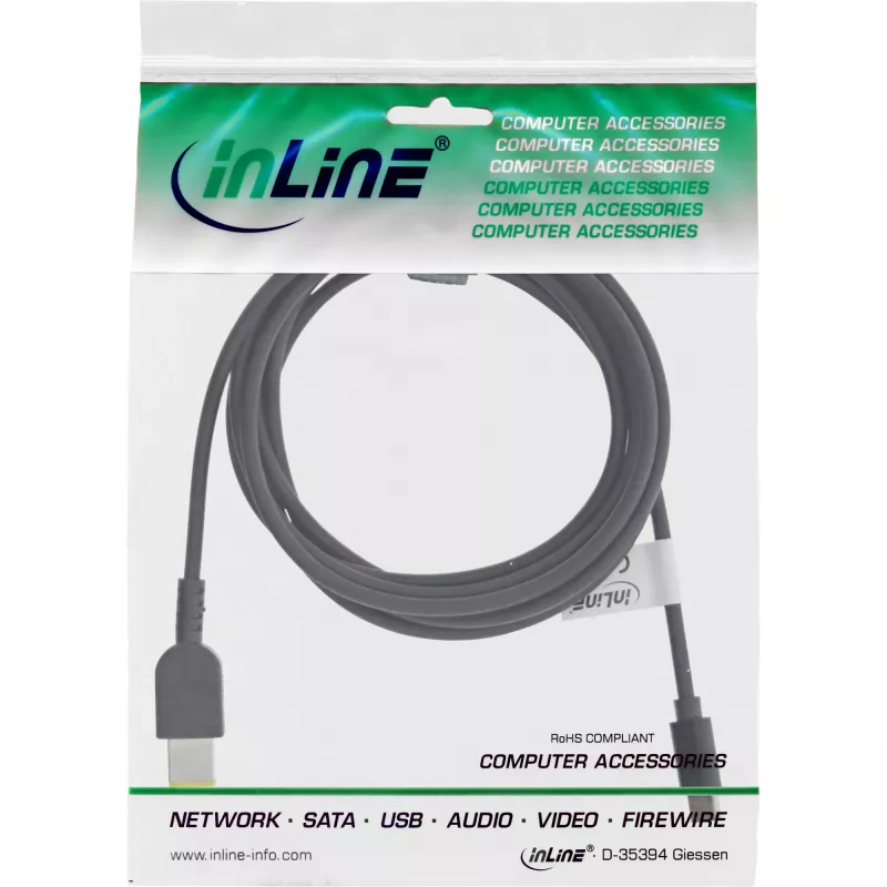 InLine USB-C naar Lenovo notebook (rechthoekig) oplaadkabel, 2 m