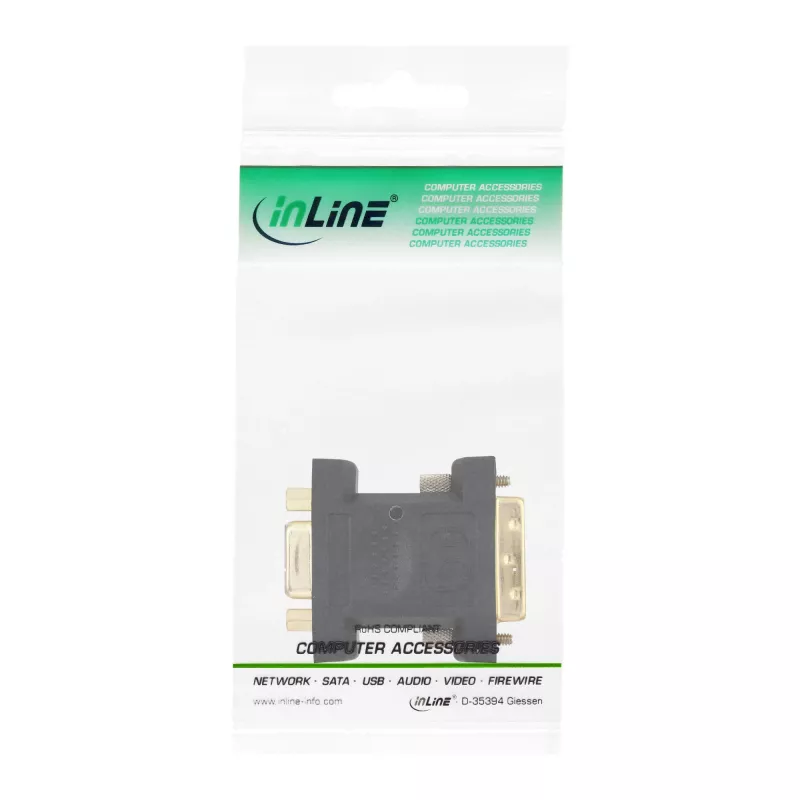 InLine DVI-A-adapter DVI 12+5 stekker naar VGA 15HD bus verguld