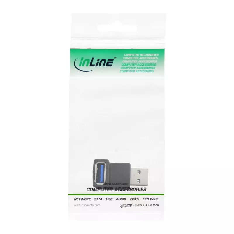 USB 3.0-adapter Type-A stekker / A bus haaks 90° InLine 35300R