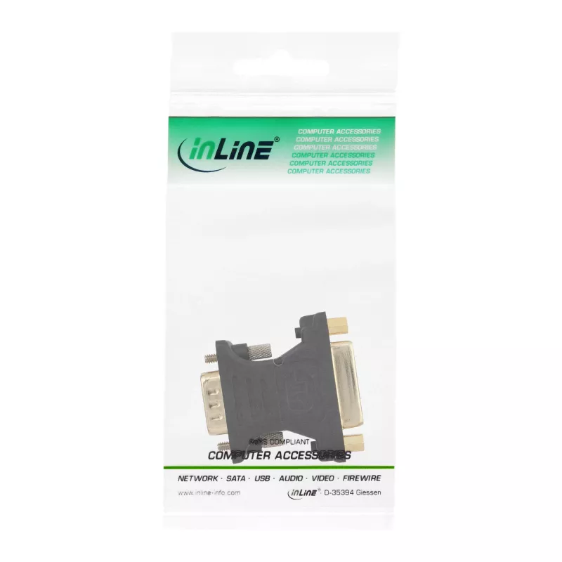 InLine DVI-A-adapter DVI 24+5 bus / HD15 stekker goud gecoat