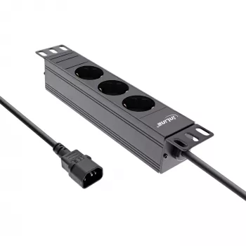 InLine 10-inch stekkerdoos 3-voudig randaarde C14-aansluiting 3 AC-stopcontacten 10 A