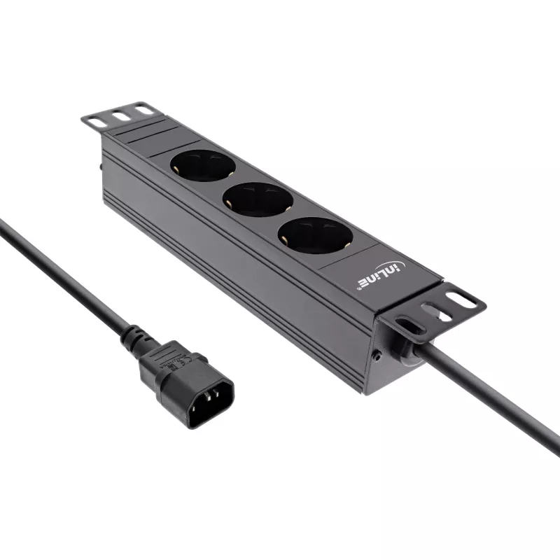 InLine 10-inch stekkerdoos 3-voudig randaarde C14-aansluiting 3 AC-stopcontacten 10 A