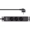 InLine 10-inch stekkerdoos, 3-voudig randaarde, zonder schakelaar, 2m, zwart