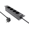 InLine 10-inch PDU, 4-voudig randaarde, zonder schakelaar, 2 m, zwart