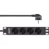 InLine 10-inch PDU, 4-voudig randaarde, zonder schakelaar, 2 m, zwart