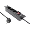 InLine 10-inch PDU, 3-voudig randaarde, met schakelaar, 2m, zwart