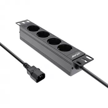 InLine 10-inch stekkerdoos, 4-voudig randaarde, C14-aansluiting, zonder schakelaar