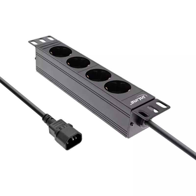 InLine 10-inch stekkerdoos, 4-voudig randaarde, C14-aansluiting, zonder schakelaar