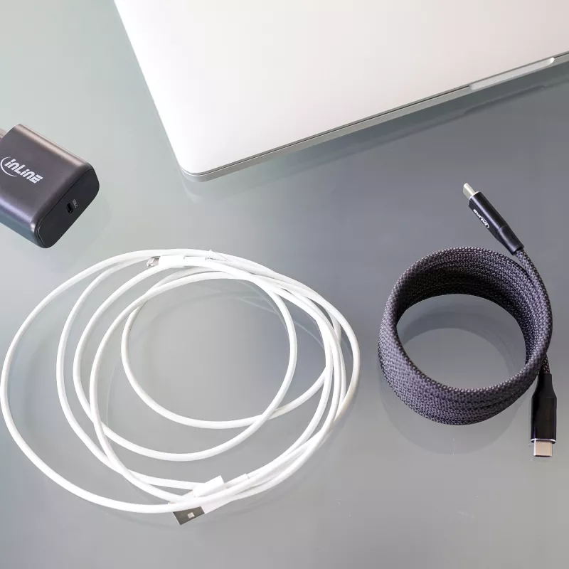 InLine magnetische USB-C-kabel, USB-C stekker/stekker, 100W, zwart, 2m
