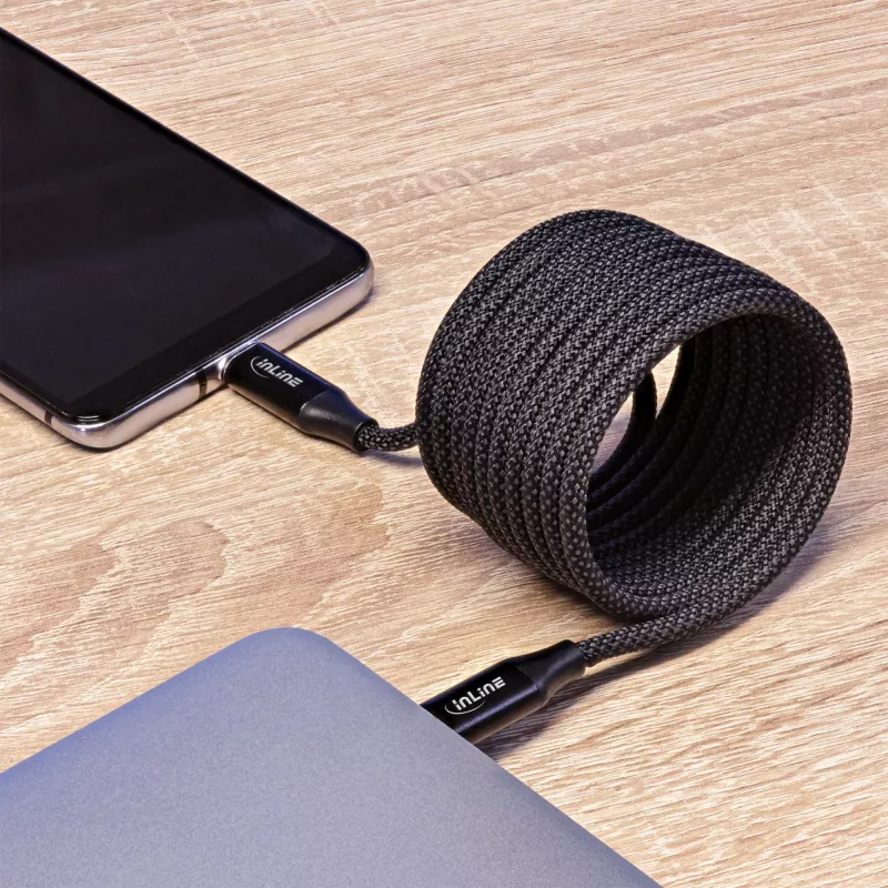 InLine magnetische USB-C-kabel, USB-C stekker/stekker, 100W, zwart, 1,5m