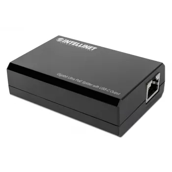 Intellinet PoE-splitter met USB-C-uitgang, PoE++ / 4PPoE, Gigabit Ultra, IEEE 802.3bt, RJ45 in- en uitgangspoorten, tot 45 W USB-C-uitgang