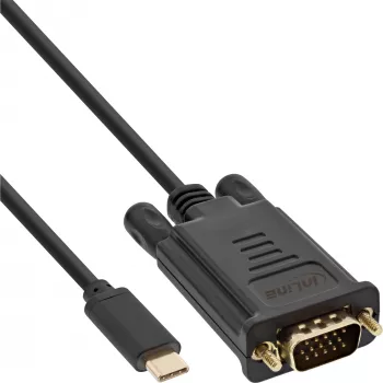 InLine USB-displaykabel, USB-C stekker / VGA stekker (DP Alt Mode), zwart, 2 m