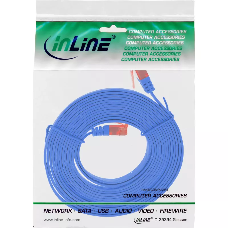 InLine platte ultraslim patchkabel U/UTP Cat.6 gigabit-geschikt blauw 1,5 m