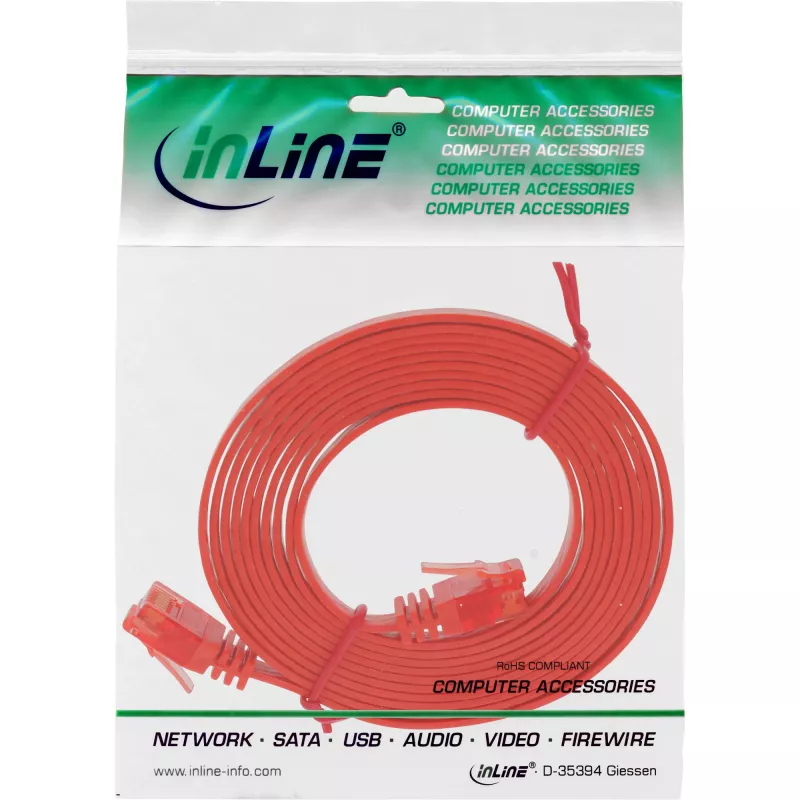 InLine platte ultraslim patchkabel U/UTP Cat.6 gigabit-geschikt rood 1,5 m