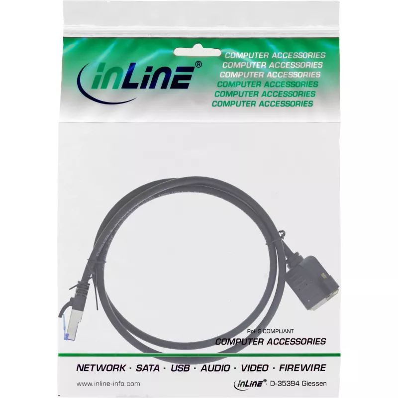 InLine patchkabel met ingebouwde verlenging, S/FTP (PiMf), Cat.6A, LSZH, koper, 1,5 m