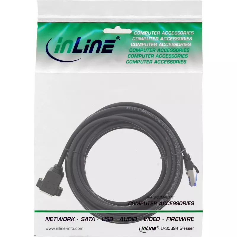 InLine patchkabel inbouwdoorvoer, S/FTP (PiMf), Cat.6A, LSZH, koper, 10 m