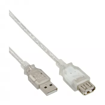 USB 2.0-verlengkabel Type-A M/V InLine 34603 3 m transparant