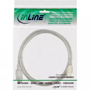 USB 2.0-verlengkabel Type-A M/V InLine 34603 3 m transparant
