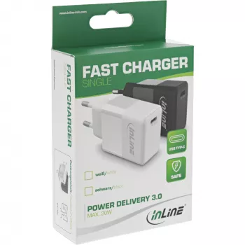 InLine USB PD oplader enkel-USB-C, Power Delivery, 20W, wit