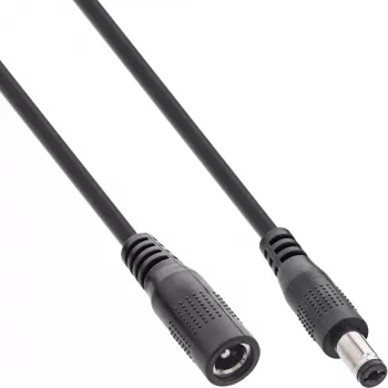 InLine DC-verlengkabel, DC-stekker mannelijk/vrouwelijk 5,5x2,1 mm, zwart, 5 m