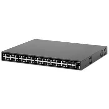 Intellinet 48-poort Gigabit Ethernet PoE+ Layer 2+ managed switch met zes 10G SFP+ uplinks IEEE 802.3at/af (PoE+/PoE) conform, 450 W PoE-budget, Layer 2+/Layer 3 Lite, 6 x 10G SFP+ open
