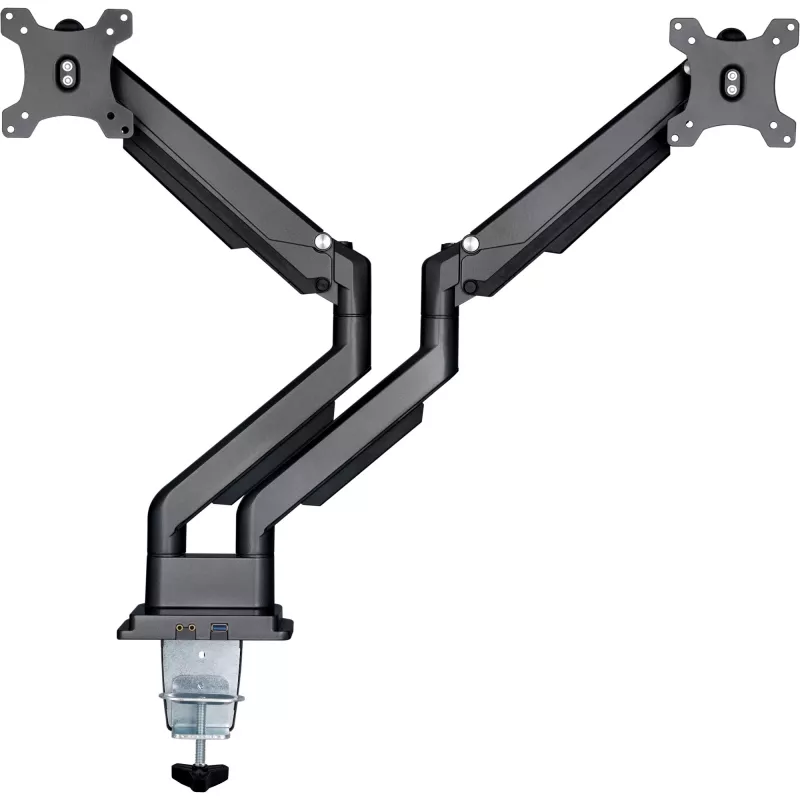 InLine bureausteun met hubmechanisme en USB/audio, 2 monitors tot 81 cm (32 inch), zwart