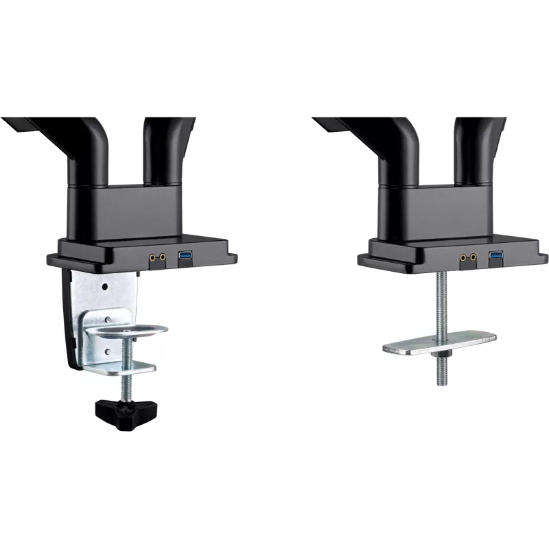 InLine bureausteun met hubmechanisme en USB/audio, 2 monitors tot 81 cm (32 inch), zwart
