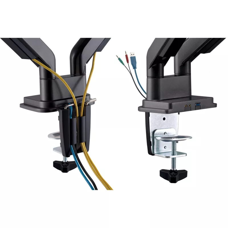 InLine bureausteun met hubmechanisme en USB/audio, 2 monitors tot 81 cm (32 inch), zwart