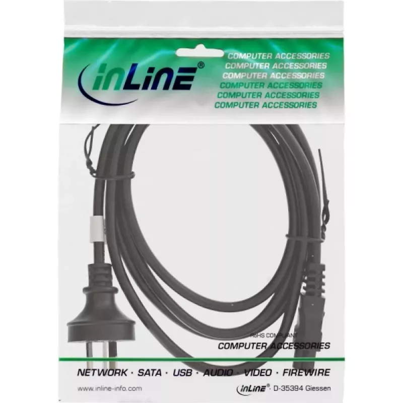 InLine netkabel Australië, voor notebook, zwart, 2m