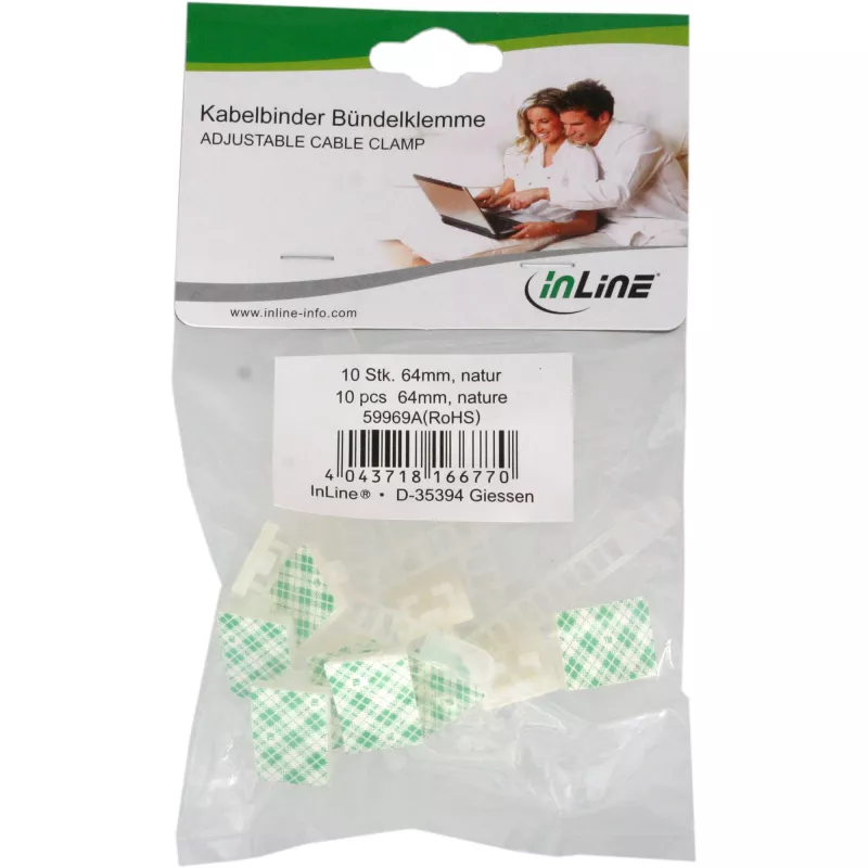 InLine verstelbare kabelklem 94mm naturel 10 stuks