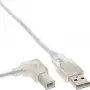 InLine USB 2.0-kabel links haaks Type-A stekker / B stekker transparant 3 m