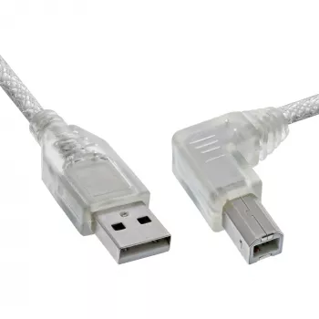 InLine USB 2.0 kabel haaks Type-A stekker / B stekker transparant 3 m