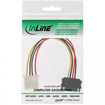 SATA-stroomadapterkabel 15-pin bus / 4-pin stekker 0,15 m InLine 29669