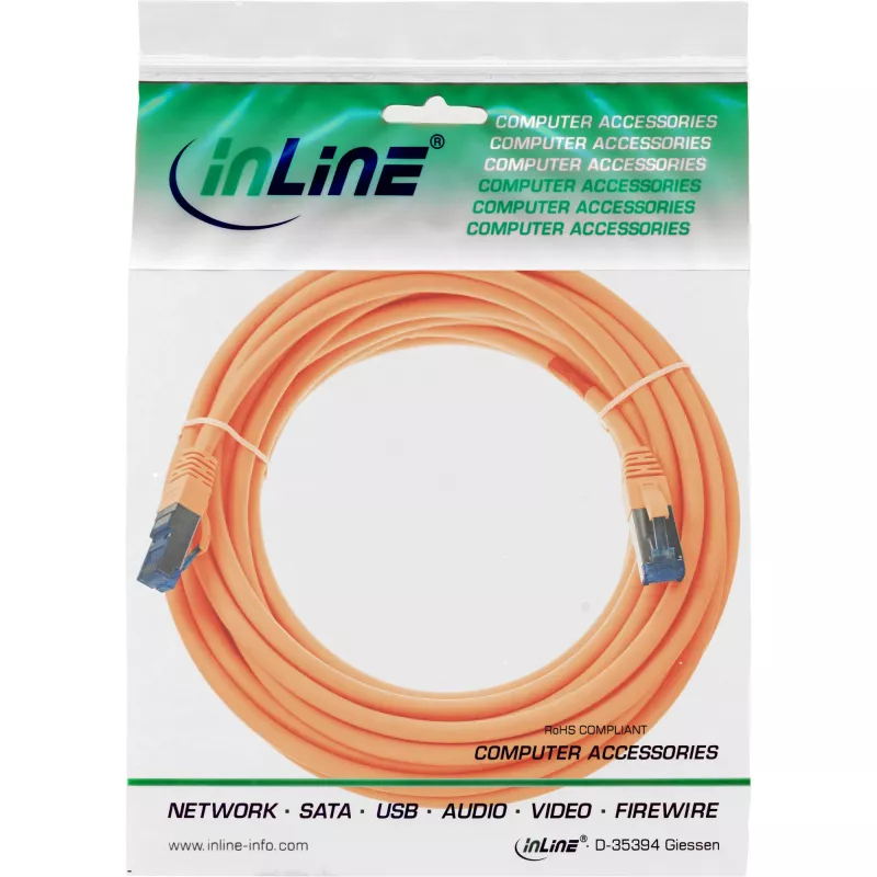 InLine patchkabel S/FTP PiMF Cat.6A halogeenvrij 500MHz oranje 5m