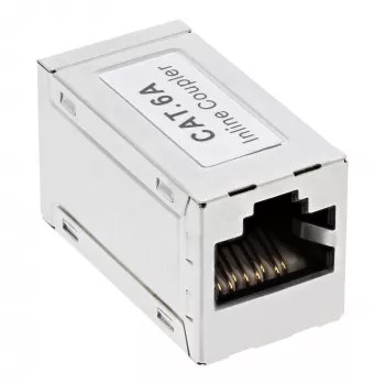 InLine Cat.6A adapter, volledig afgeschermd, metaal, 2x RJ45 F/F, 1:1