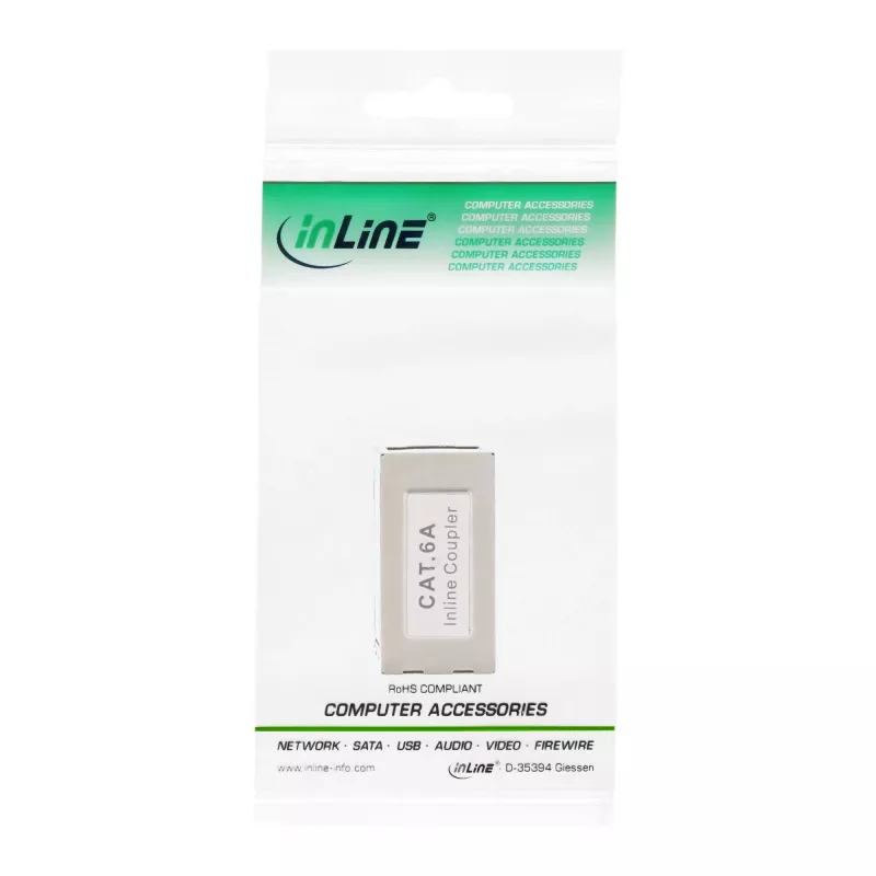 InLine Cat.6A adapter, volledig afgeschermd, metaal, 2x RJ45 F/F, 1:1