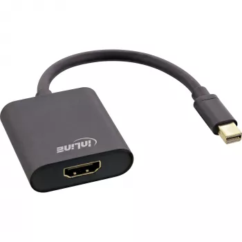 Mini DisplayPort naar HDMI-adapter InLine 4K/60Hz met audio, aluminium, 0,15 m, zwart