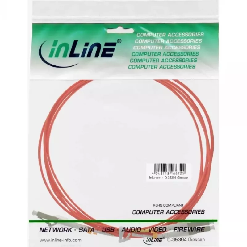 Glasvezel-duplexkabel LC/LC InLine 88541 50/125µm OM2 1m