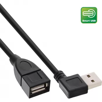 InLine USB 2.0 Smart-kabel haaks + omkeerbaar Type-A stekker / bus zwart 0,2 m