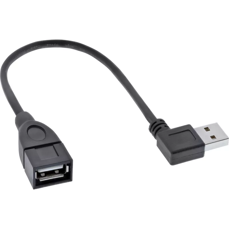 InLine USB 2.0 Smart-kabel haaks + omkeerbaar Type-A stekker / bus zwart 0,2 m