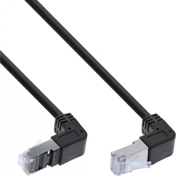 InLine patchkabel, boven/onder haaks, S/FTP (PiMf), Cat.6, zwart, 2,36 m