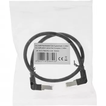 InLine patchkabel, boven/onder haaks, S/FTP (PiMf), Cat.6, zwart, 2,36 m