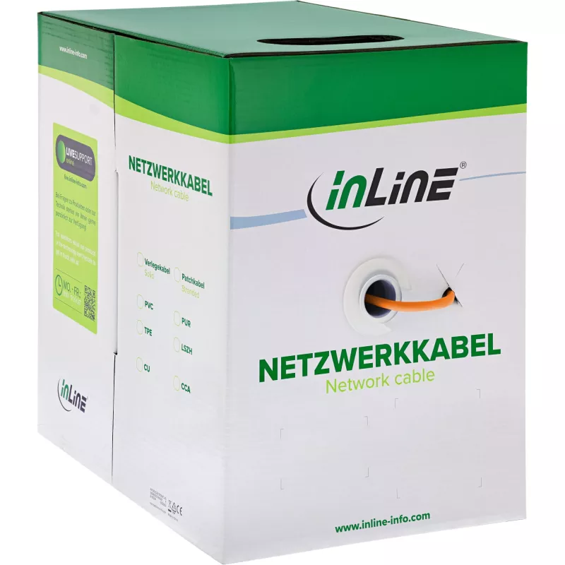 InLine massieve installatiekabel 250MHz S/STP Cat.6 CU AWG23 halogeenvrij 500m