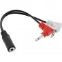 InLine audio vlakke hoofdtelefoon-adapterkabel, 2x 3,5 mm stekker naar 3,5 mm bus 3-polig, 0,15 m