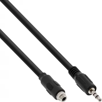 InLine audio-adapterkabel, 3,5 mm stereo stekker/bus met schroefdraad, 0,6 m