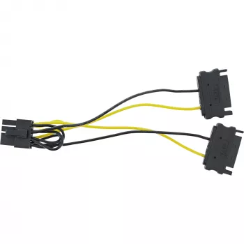 InLine stroomadapterkabel, 2x SATA stekker / 8-pin PCI-Express stekker, 0,15 m