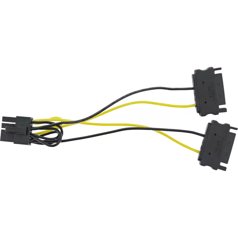 InLine stroomadapterkabel, 2x SATA stekker / 8-pin PCI-Express stekker, 0,15 m